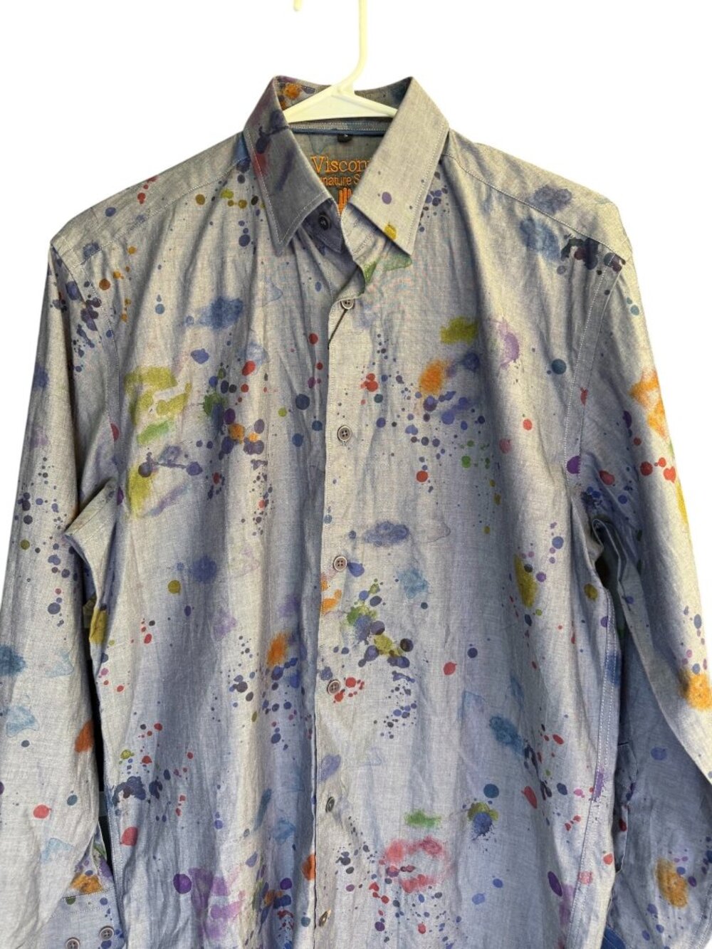 Visconti Signature Series Mens Button-Up Shirt Paint Splatter Pattern S Nwt — image 3 of 7